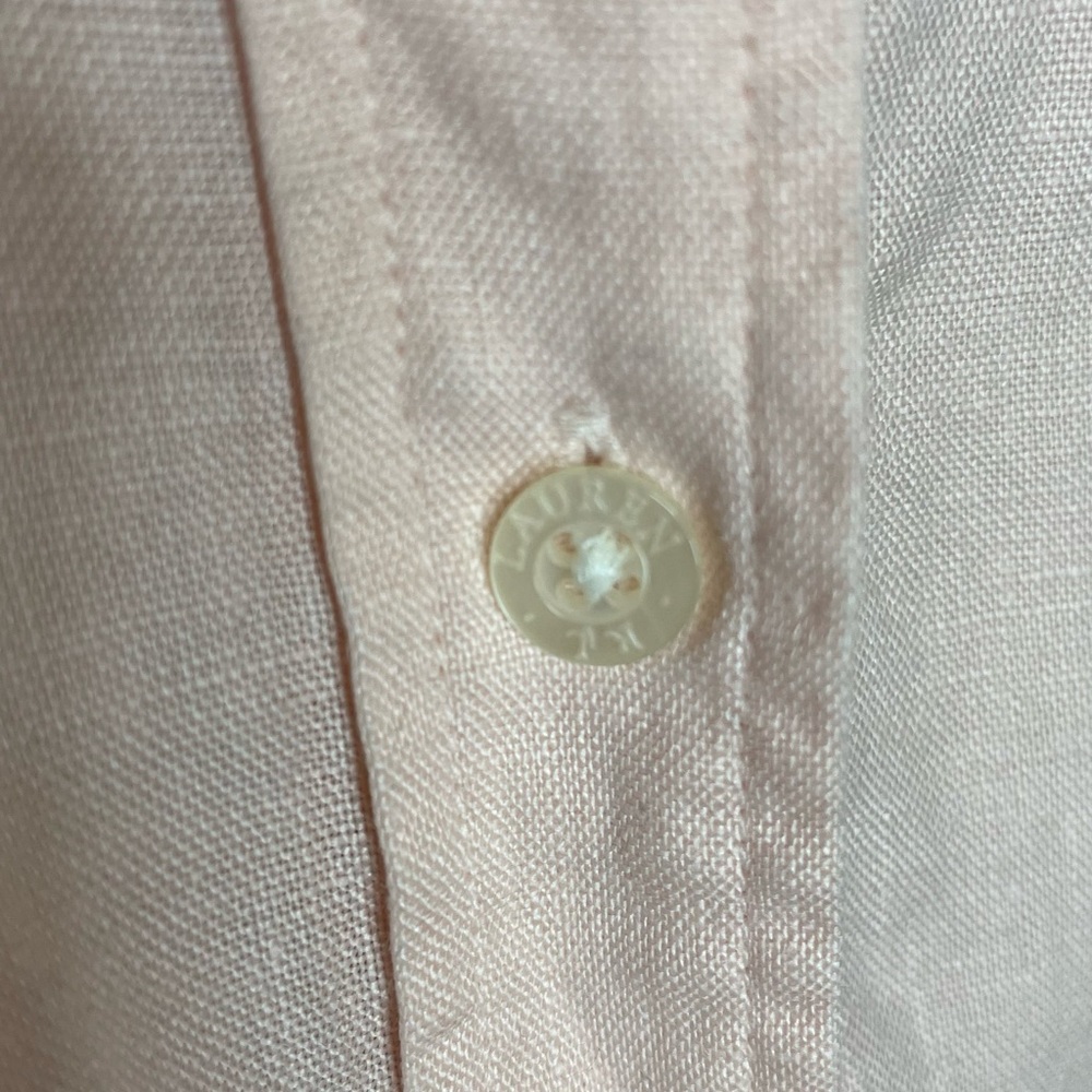 Lauren Ralph Lauren Light Pink 100% Linen Long Sleeve Button Up Shirt Medium - Picture 4 of 6